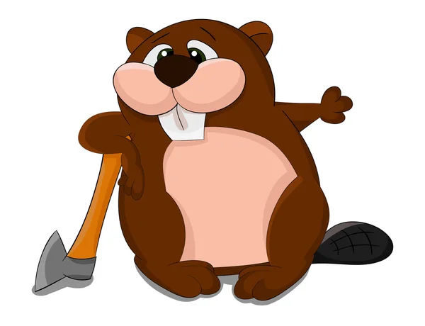 Carino castoro cartone animato — Vettoriale Stock