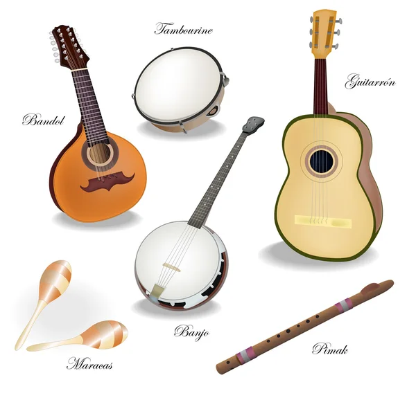 Instrumentos musicales mexicanos — Vector de stock