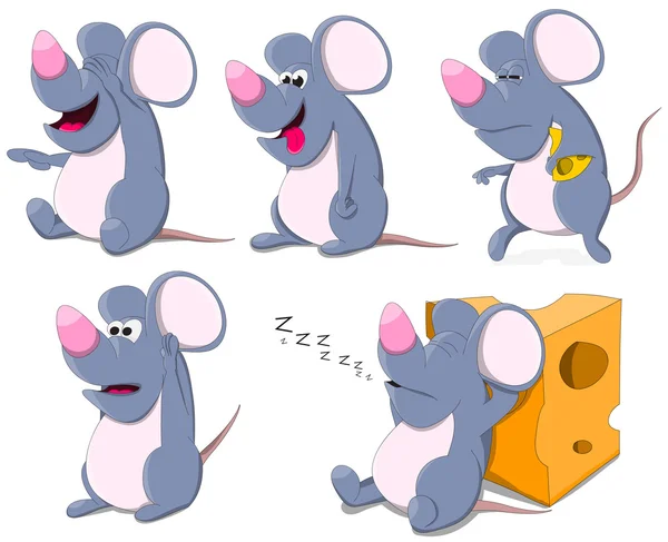 Cute cartoon mouse set — Stock Vector