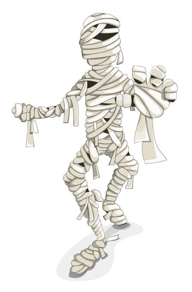 Ходячая мумия изолирована на белом
