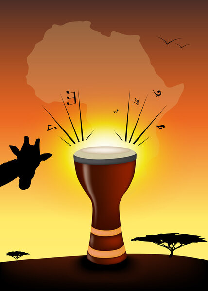 Иллюстрация африканских барабанов
