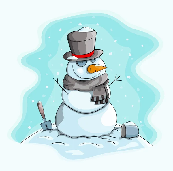 Vector cartoon snowman — Stock Vector