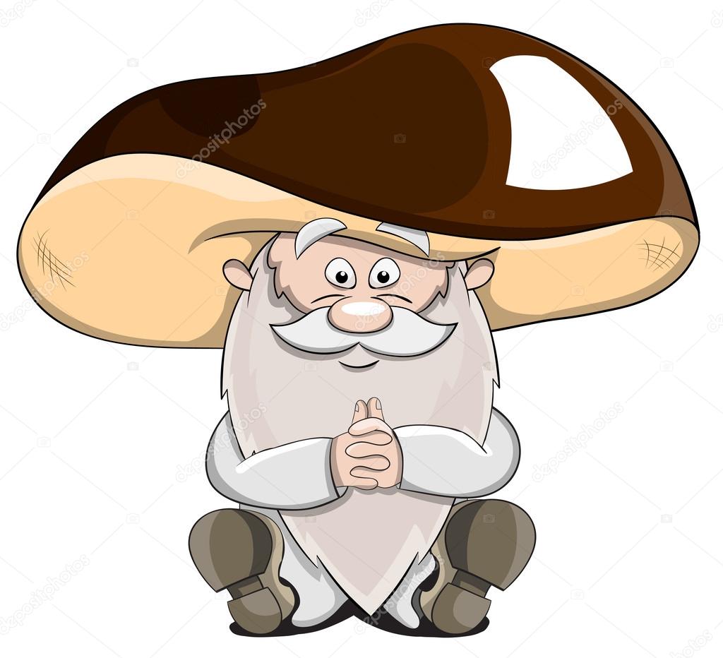 Cute cartoon fabulous old man mushroom