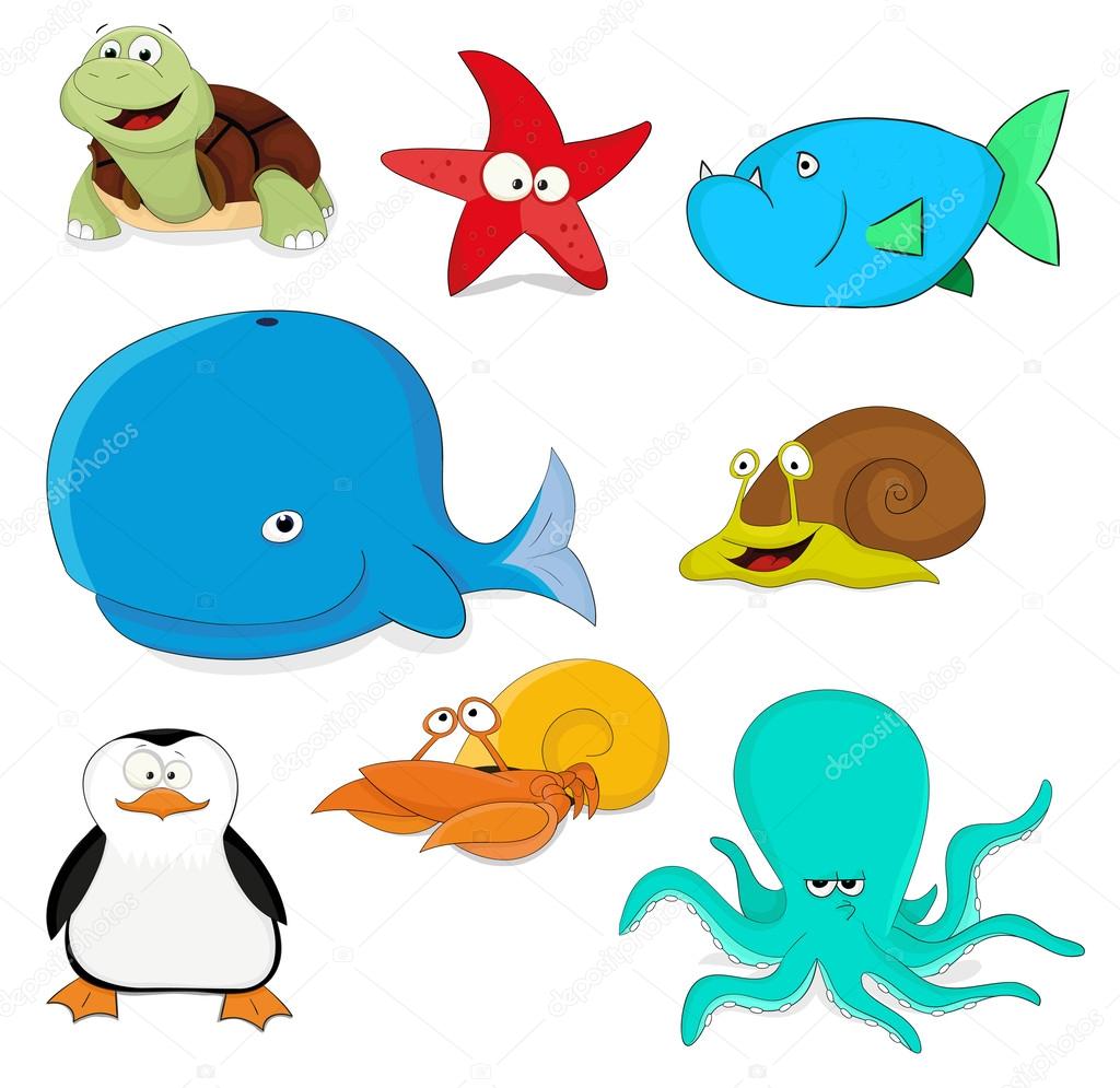Cartoon vector ocean animals