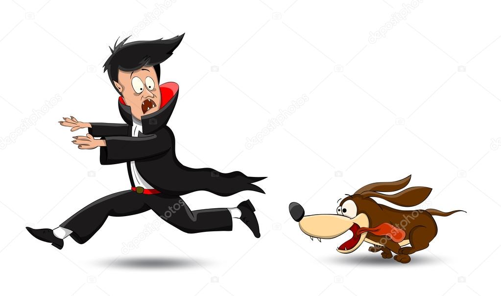 Vector cartoon vampire, running away