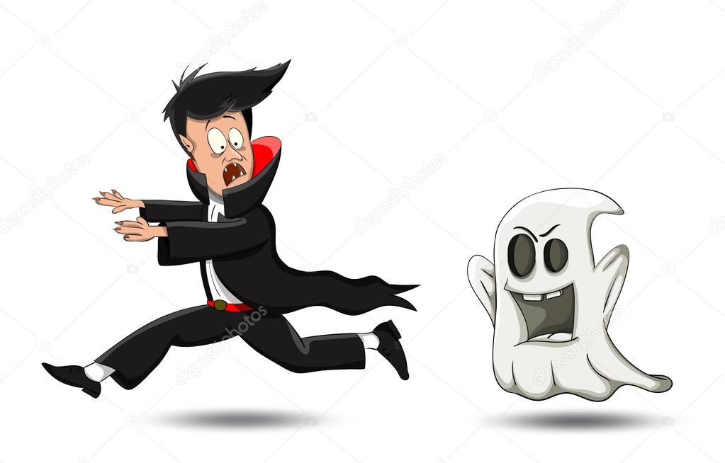 Vector cartoon vampire, running away