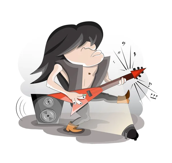 Caricatura vector guitarrista — Vector de stock