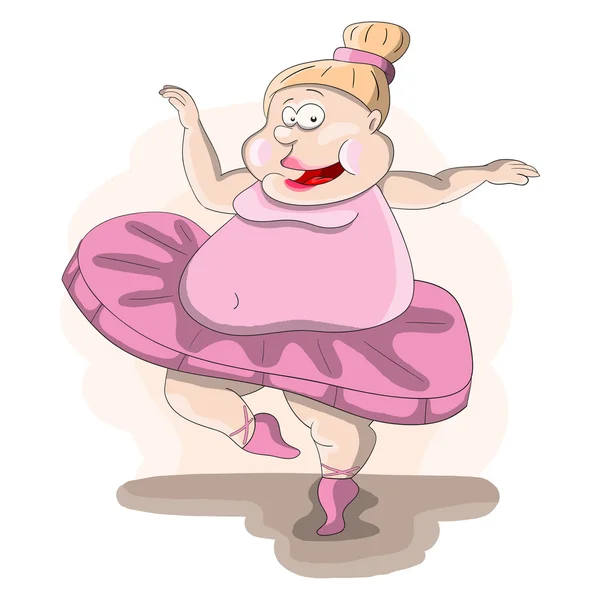 Cute cartoon fat ballerina — Stock Vector