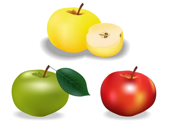 Conjunto de 3 manzanas — Archivo Imágenes Vectoriales