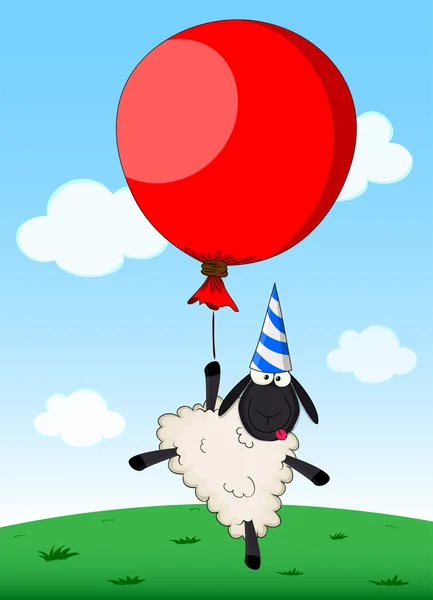 Birthday card with cartoon sheep — Stock Vector