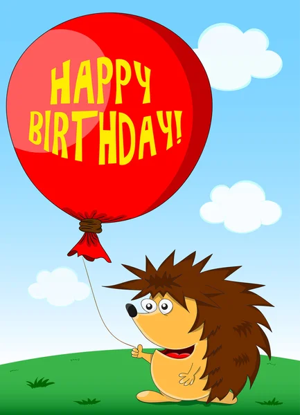 Birthday card with unusual hedgehog — Stock Vector