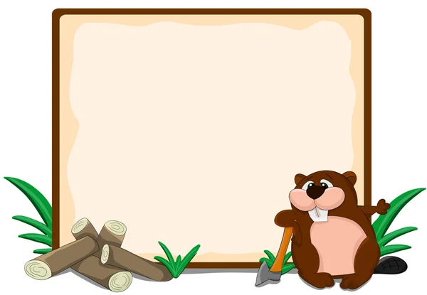 Roztomilý kreslený rámec s mas a beaver — Stockový vektor