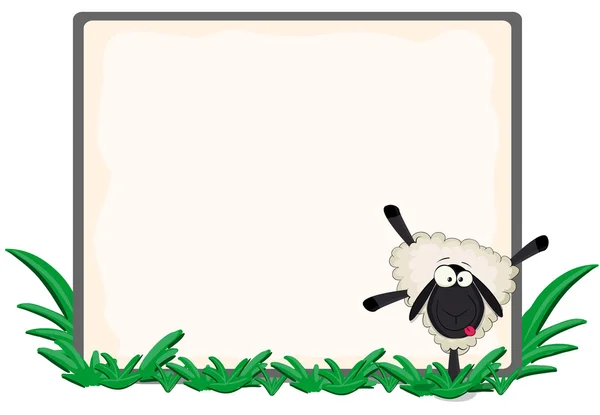 Cartoon framework with grass and sheep — Stock Vector