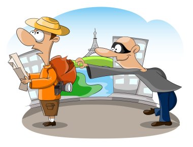 Hırsız bir turistin çantasını çaldı