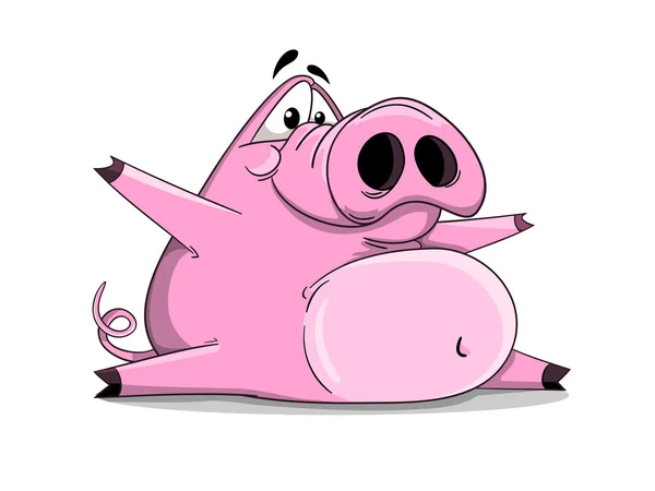 Cartoon pig in the splits Stock Vector