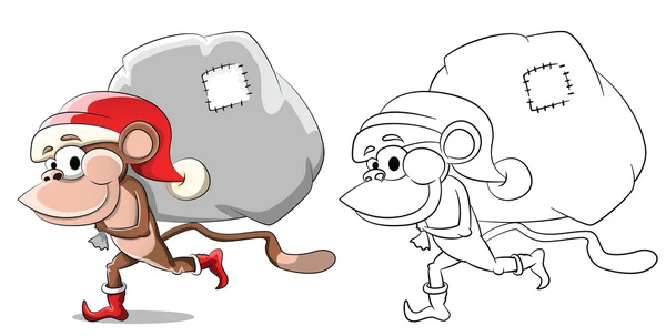 Monkey with bag of presents — Stockvector