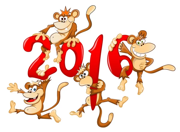 Nouvelle année signe avec quelques singes Illustration De Stock