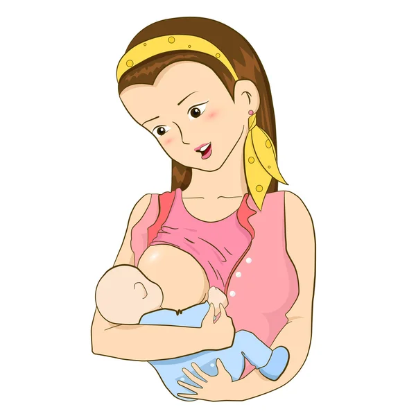 Mother feeding her baby with breast — Stock Vector