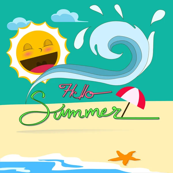 Hola verano, vector de playa de verano caliente — Vector de stock