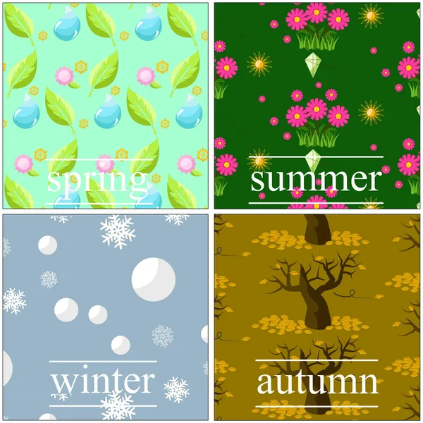 4 季節のシームレスなパターン背景をベクトルします。 — ストックベクタ