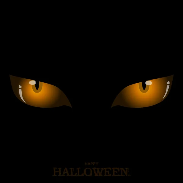 Ojos de gato naranja aterrador en Halloween oscuro — Archivo Imágenes Vectoriales