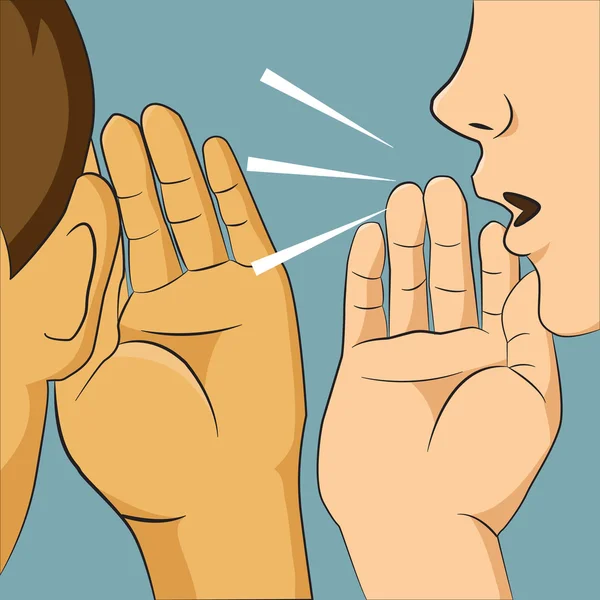 Femme chuchotant dans quelqu'un oreille lui disant quelque chose de secret , — Image vectorielle