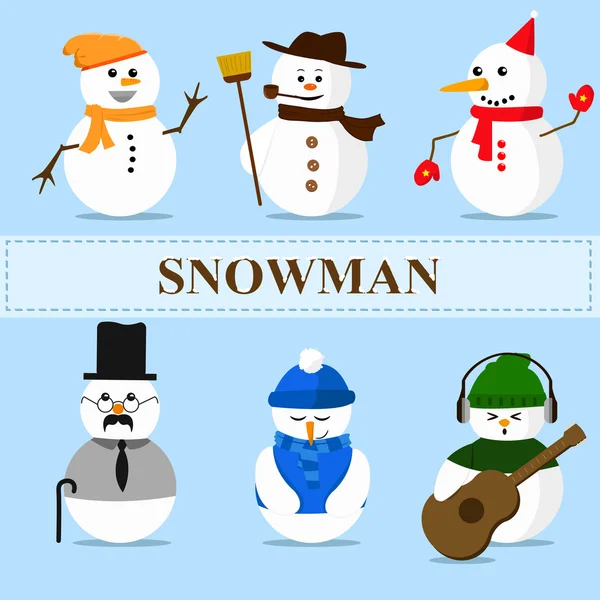 冬季圣诞雪人情绪设置 — 图库矢量图片