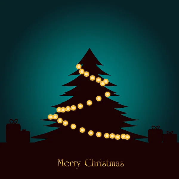 Gölge, Noel ağacı dekorasyon aydınlatma ile — Stok Vektör