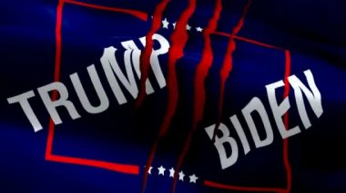 Trump, Biden 2020 'ye karşı başkanın rüzgarda dalgalanan bayrak videosu. Başkanlık seçimlerine oy verin. Beyaz Saray 'ın arka planı. ABD Seçimleri Bayrak Döngüsü Kapanışı 1080p Tam HD - Washington, 4 Temmuz 2019