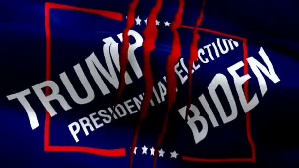 唐纳德 特朗普对乔 Donald Trump Joe Biden 2020年国旗 为美国总统选举摇旗呐喊 让美国伟大 美国第3D届白宫旗帜飘扬 — 图库视频影像