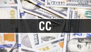 CC metin Kavram Kapanışı. Amerikan Doları Nakit Para, 3D görüntüleme. Dolar Banknote 'ta CC. Finansal ABD para banknotu Ticari para yatırım kar consepti