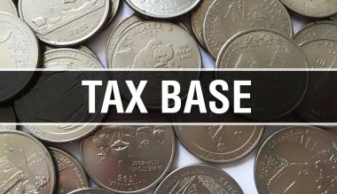 Vergi tabanı metni. Kapatma kavramı. Amerikan Doları Nakit Para, 3D görüntüleme. Dolar Banknote 'taki vergi dairesi. Finansal ABD para banknotu Ticari para yatırım kar consepti