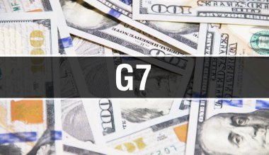 G7 text Concept Closeup. American Dollars Cash Money,3D rendering. G7 at Dollar Banknote. Financial USA money banknote Commercial money investment profit concep clipart
