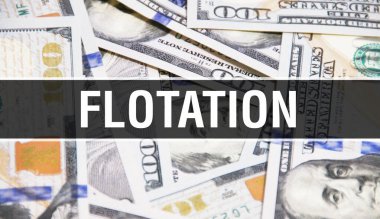 Kapanış metni kavramı. Amerikan Doları Nakit Para, 3D görüntüleme. Dollar Banknote 'ta yüzdürme. Finansal ABD para banknotu Ticari para yatırım kar consepti