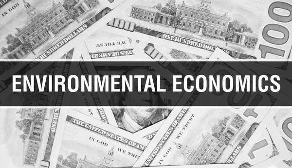Texto Sobre Economia Ambiental Concept Closeup Dólares Americanos Dinheiro Dinheiro — Fotografia de Stock