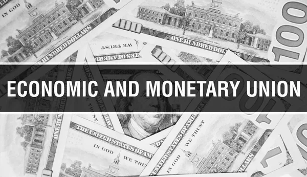 Economic Monetary Union Text Concept Closeup American Dollars Cash Money — Stock Photo, Image