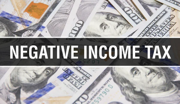 Negativer Einkommensteuertext Concept Closeup American Dollars Cash Money Rendering Negative — Stockfoto
