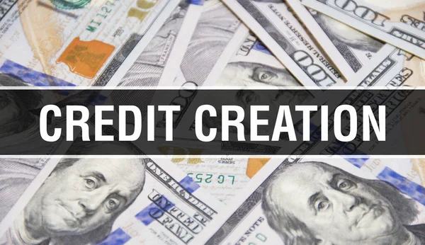 Tekst Kreacji Kredytu Concept Closeup American Dollars Cash Money Renderowanie — Zdjęcie stockowe