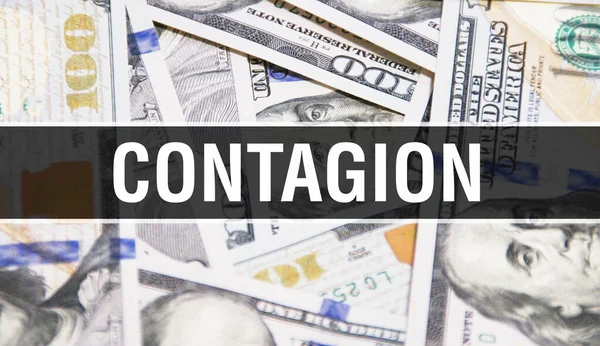 Texte Contagion Concept Gros Plan Dollars Américains Cash Money Rendu — Photo