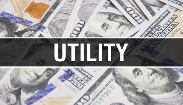 Utility Text Concept Closeup American Dollars Cash Money Rendering Utility Stock Photo