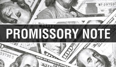 Promissory Note metin kavramı kapanış. Amerikan Doları Nakit Para, 3D görüntüleme. Dollar Banknote 'ta gelecek vaat eden not. Finansal ABD para banknotu Ticari para yatırım kar consepti