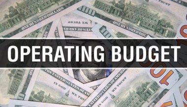 İşletme Bütçesi metin kavramı kapanışı. Amerikan Doları Nakit Para, 3D görüntüleme. Dollar Banknote 'ta işletme bütçesi. Finansal ABD para banknotu Ticari para yatırım kar consepti