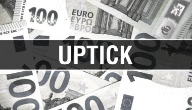 Uptick metin kavramı kapatma. Amerikan Doları Nakit Para, 3D görüntüleme. Dolar banknotunda artış var. Finansal ABD para banknotu Ticari para yatırım kar consepti