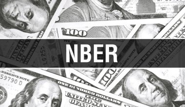 NBER metin kavramı kapanış. Amerikan Doları Nakit Para, 3D görüntüleme. Banknote 'ta NBER. Finansal ABD para banknotu Ticari para yatırım kar consepti