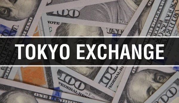 Tokyo Exchange Text Concept Close Inglés Dólares Americanos Dinero Efectivo —  Fotos de Stock