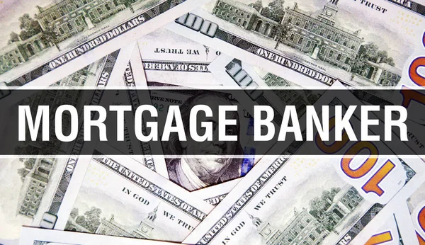 Mortgage Banker Text Concept Gros Plan Dollars Américains Cash Money — Photo