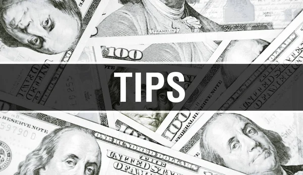 Tips Text Concept Gros Plan Dollars Américains Cash Money Rendu — Photo