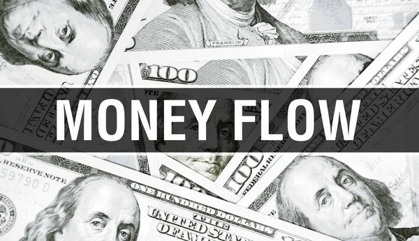 Money Flow text Concept Closeup. American Dollars Cash Money,3D rendering. Money Flow at Dollar Banknote. Financial USA money banknote Commercial money investment profit concep