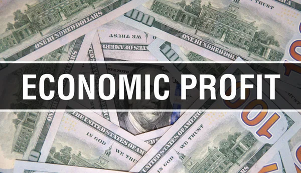 Economic Profit Text Concept Closeup American Dollars Cash Money Rendering — Stock Photo, Image