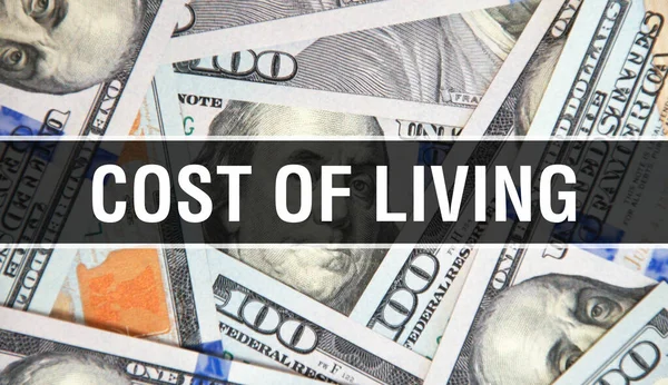 Kostnad För Levande Text Begreppet Närbild Amerikanska Dollar Kontantpengar Återgivning — Stockfoto